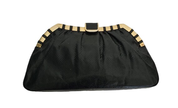 Vintage FINESSE LA MODEL Black Python Snakeskin C… - image 2