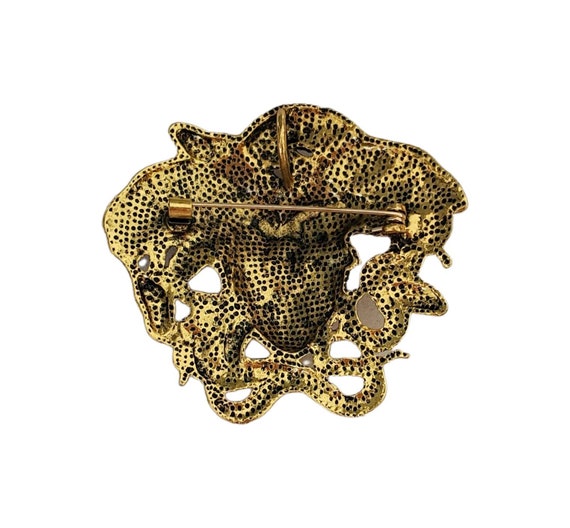 Burnished Gold Tone MEDUSA Face Statement Brooch - Etsy display picture 2