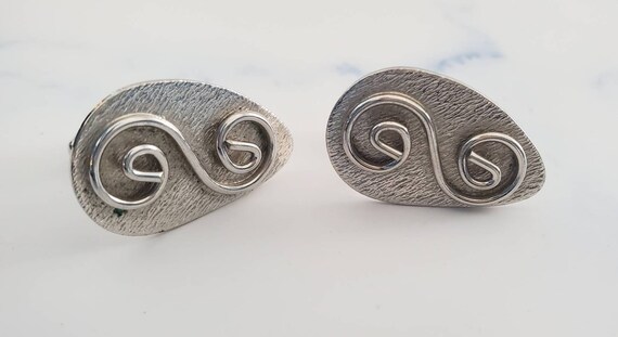 Vintage 1960's Silver Tone Abstract Swirl Design … - image 4