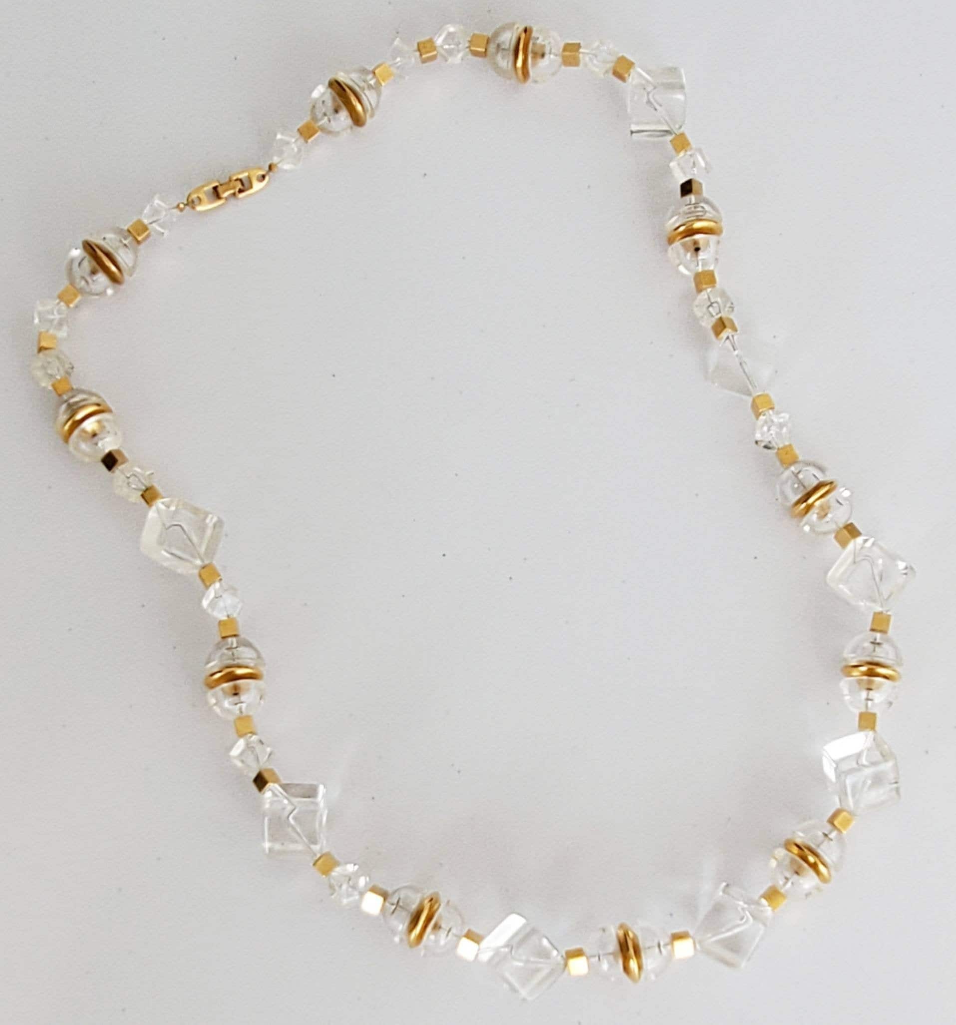 ◆VINTAGE HOLLYWOOD◆ Crystal n Ball Necklace VH2435NE003M Vintage Old Hollywood Glam Iridescent Cut Crystal, Chime