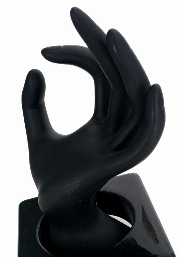 Vintage Solid BLACK Massive Chunky Square LUCITE … - image 4