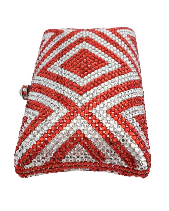 RED and CLEAR Rhinestone Bedazzled Minaudiere Con… - image 2