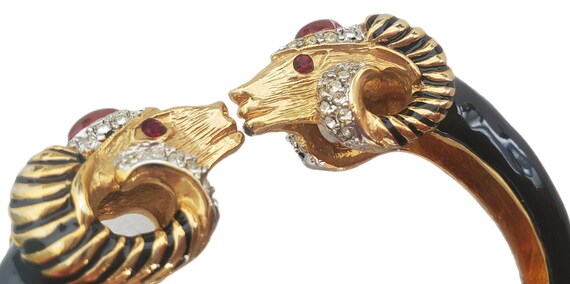 Vintage KJL Kenneth Jay Lane Ram's Head Cuff Brac… - image 4
