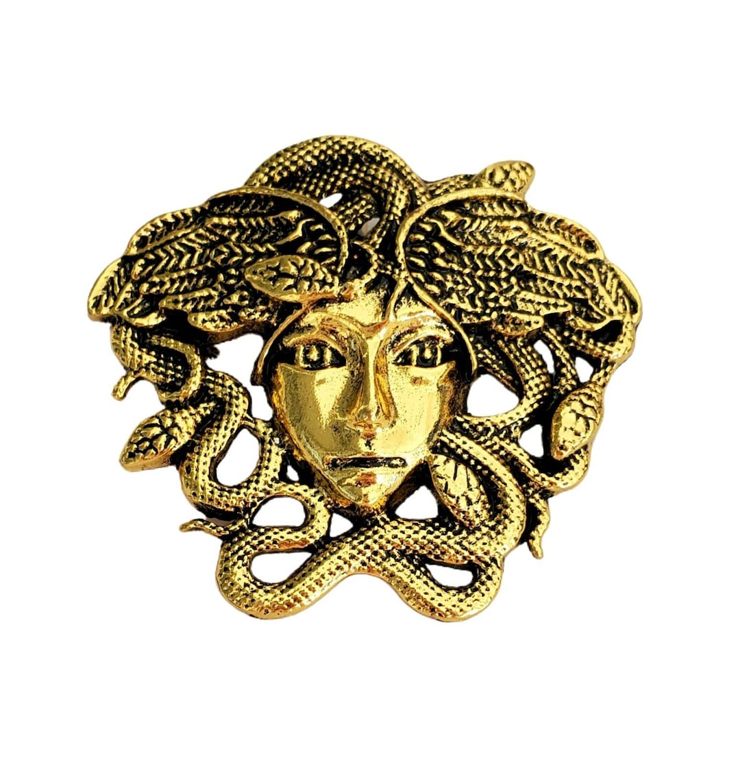 Brown burnish slip on with gold crested Medusa Shop  main image 4