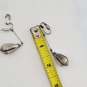 Vintage MCM Silver Tone Drop Pendant Clip On Earrings image 9