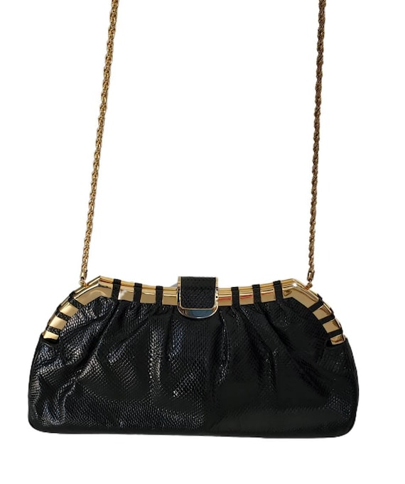 Vintage FINESSE LA MODEL Black Python Snakeskin C… - image 3