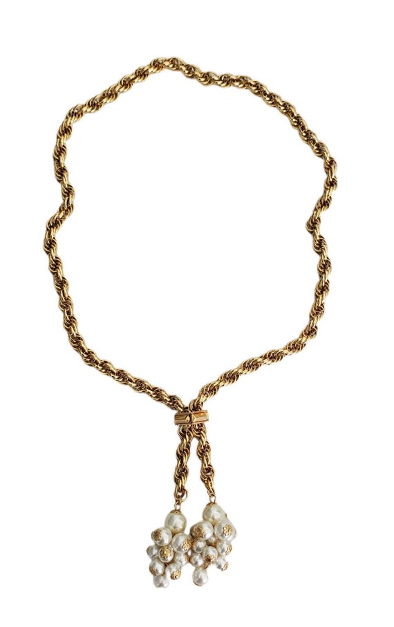 Vintage Gold Tone Rope Chain Slide LARIAT Necklac… - image 6