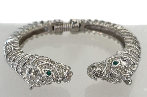 Vintage KJL Kenneth Jay Lane SILVER Tone Double Z… - image 2