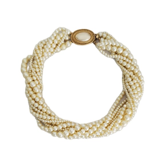 Multi strand faux pearl necklace discount