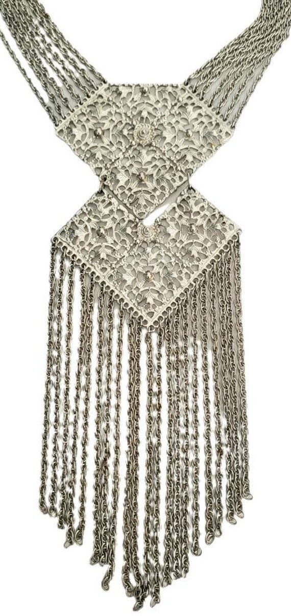 Vintage 1970's Silver Tone Seven Strand FRINGE PE… - image 3