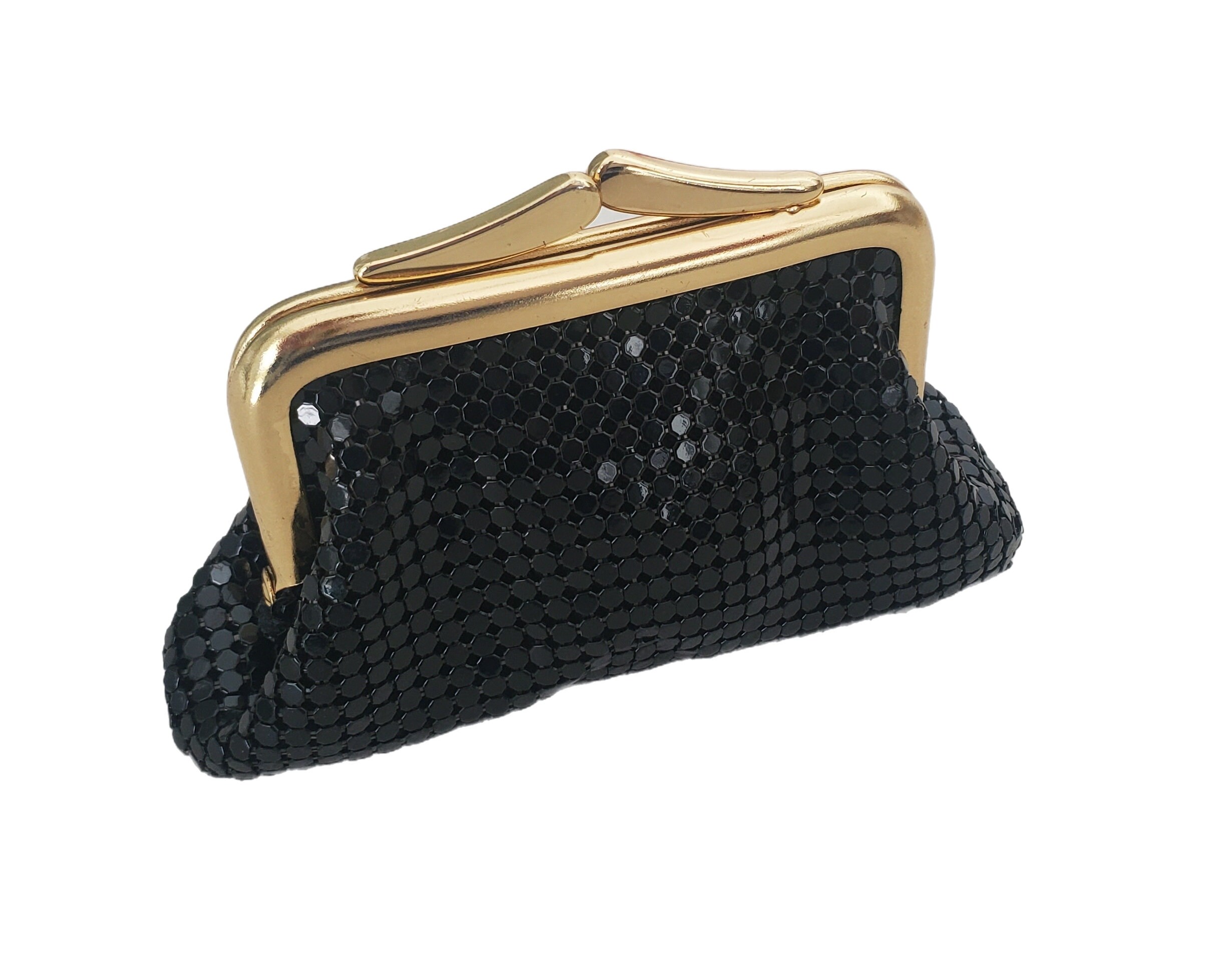 Vintage WHITING DAVIS Black Metal Mesh Miniature Kissing Lock Coin Purse Etsy