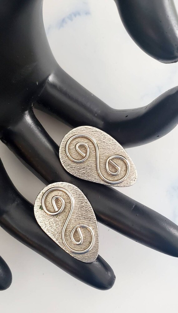 Vintage 1960's Silver Tone Abstract Swirl Design … - image 3