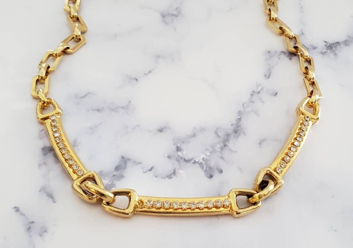 ランキング2024 Link Tone Gold Vintage and CHOKER Rhinestone Clear With Bar その他