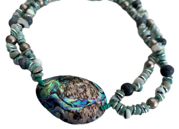 Vintage MIRIAM HASKELL Abalone Shell and Beaded S… - image 2
