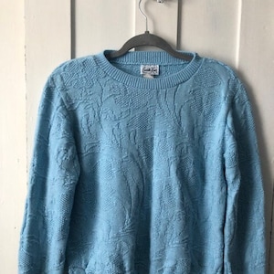 Vintage aquablå vacker mjuk 80-tals Cuddle Knit-tröja SE BESKRIVNING