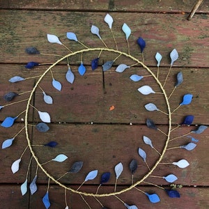 Minimalist Hanukkah Winter Gold and Blue Wreath