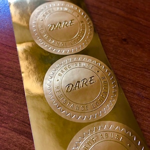 D.A.R.E Drug Abuse Resistance Education vintage gold seal stickers from the 90s or 2000s kids program lot of 30 DARE stickers