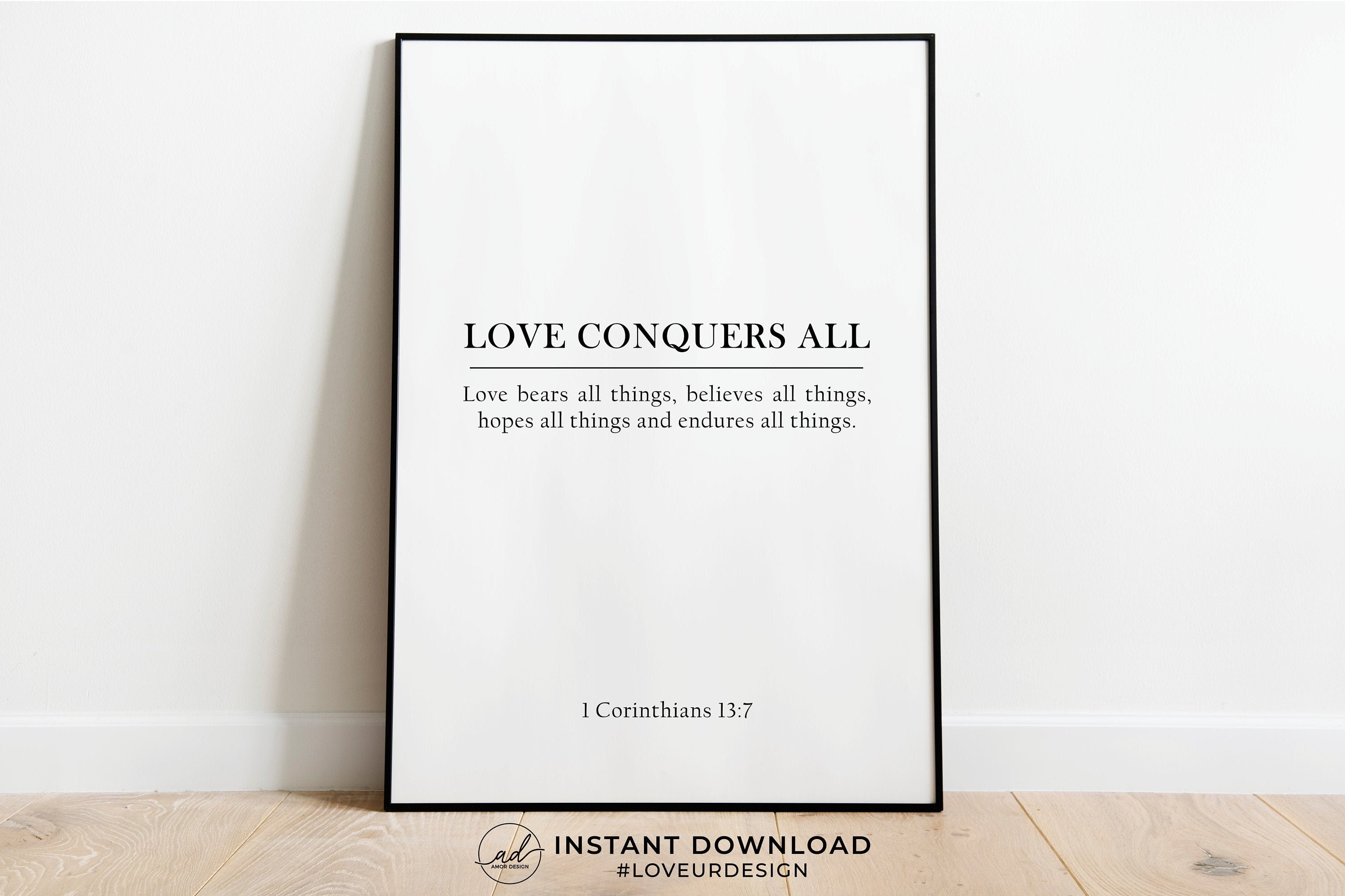 LOVE CONQUERS ALL 1 Corinthians 1317 Bible Verse Scripture Etsy