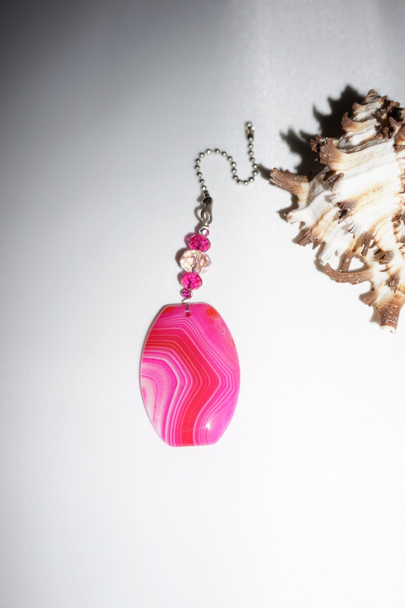 Hot Pink Agate Ceiling Fan Pull Pink Stone Fan Pull Etsy