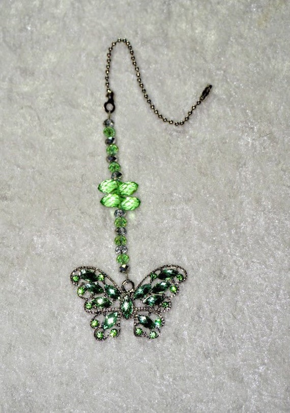 Butterfly Ceiling Fan Pull Green Crystal Butterfly Fan Pull Etsy