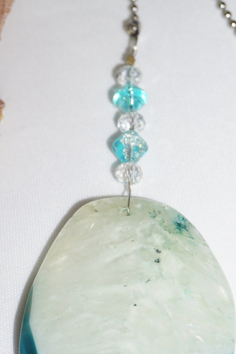 Turquoise Ceiling Fan Chain Pull Ceiling Fan Pull Large Turquoise Agate Blue Agate Fan Pull