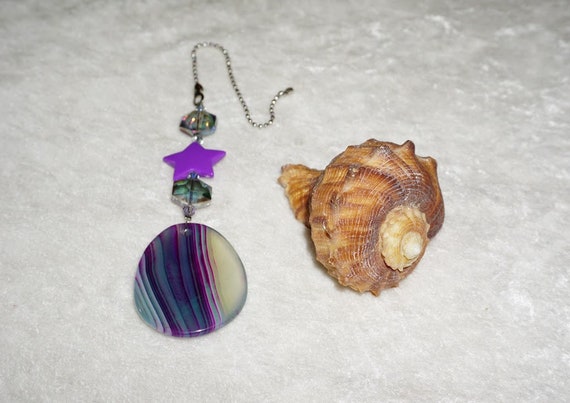 Purple And Blue Agate Ceiling Fan Pull Crystal Decorative Etsy