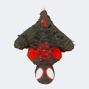 May include: Black and red Spider-Man piñata with a red spider symbol on the chest.