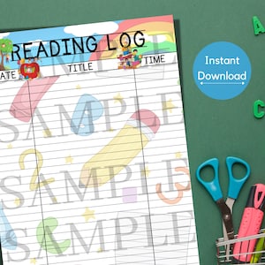 Reading Adventures Reading Log Printable | Reading Journal Page | Reading Incentive | Reading List | Books Read Record | School | Homeschool