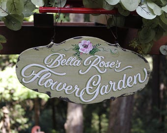 Flower Garden Sign, Personalized Garden Sign, Rustic Garden Art, Custom Garden Sign, Vintage Garden Sign, Garden Sign, Rustic Garden Decor