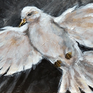Pintura da Pomba da Meia-Noite: Belas Artes Originais, Decoração Religiosa de Parede