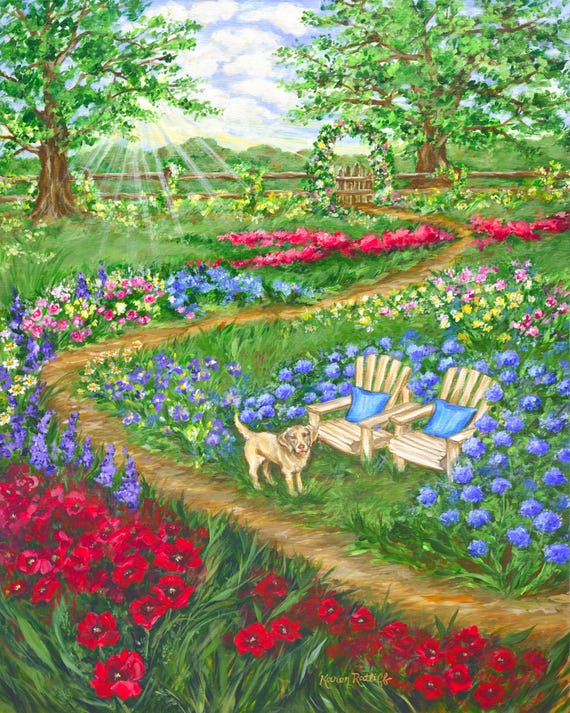 絵画 風景画 油絵 M8 夏の庭 絵画風景画油絵M8 夏の庭 庭の風景 絵画