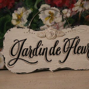 Jardin de Fleurs SIGN-Personalized Garden Sign-Flower Garden Sign-Rustic Garden Sign-Custom Garden Sign-Vintage Garden-Vintage Garden Decor