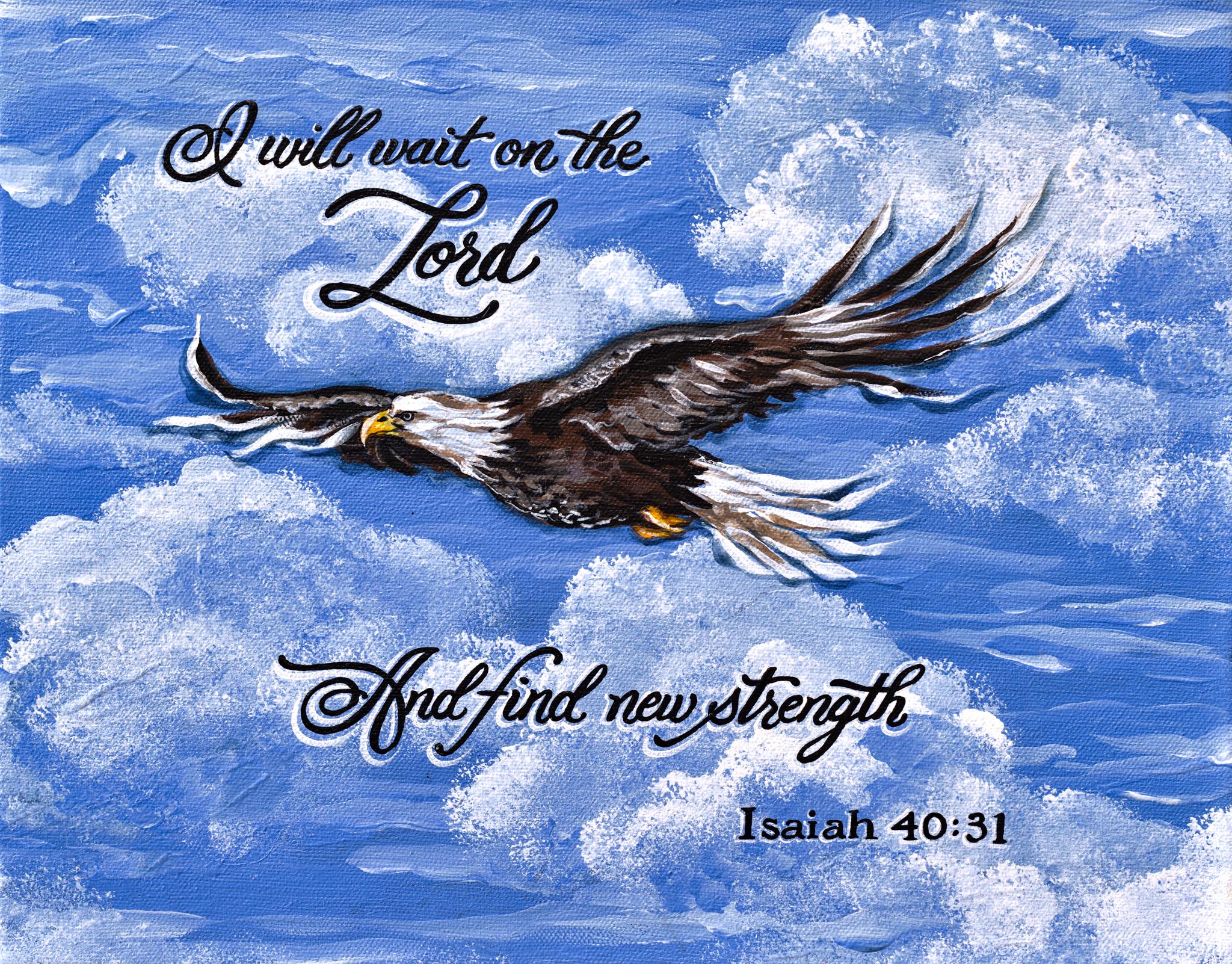 Wait on the Lord Original Home Decor Wall Art Vintage Collectible Home Decor Nature Artwork Painted Studio Decor Gallery Quality Painting