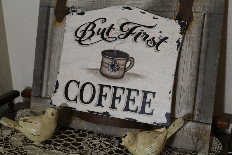 Kitchen Coffee Decor Signs Wall Rustic Wood Sign Bar