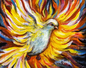 Holy Spirit Fire Original Home Decor Wall Art Vintage Collectible Home Decor Nature Artwork Painted Studio Decor Gallery Quality Painting