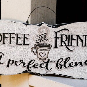 Hand Painted Coffee Bar Sign: Rustic Farmhouse Kitchen Decor