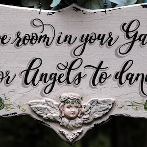 Angel Garden SIGN-Custom Garden Decor-Flower Garden Sign-Rustic Garden Sign-Custom Garden Sign-Vintage Garden Sign-Vintage Garden Decor