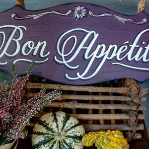 Bon Appetit Shabby Chic Sign-Country Wood Sign-Farmhouse Decor-Vintage Chic Sign-Country Chic Sign-Vintage Farmhouse Sign-Country Chic Decor