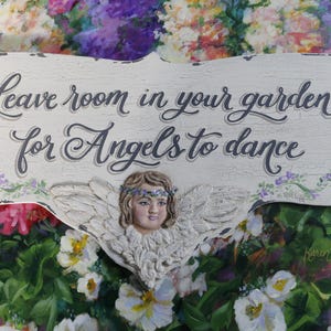 Angel Garden SIGN-Custom Garden Decor-Flower Garden Sign-Rustic Garden Sign-Custom Garden Sign-Vintage Garden Sign-Vintage Garden Decor