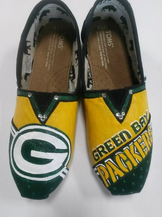 Items similar to Green Bay Packers Tom's Hand Painted Canvas Shoes on Etsy