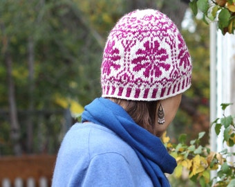 Winter Blumen Hat knitting pattern pdf Fair Isle stranded colorwork pattern