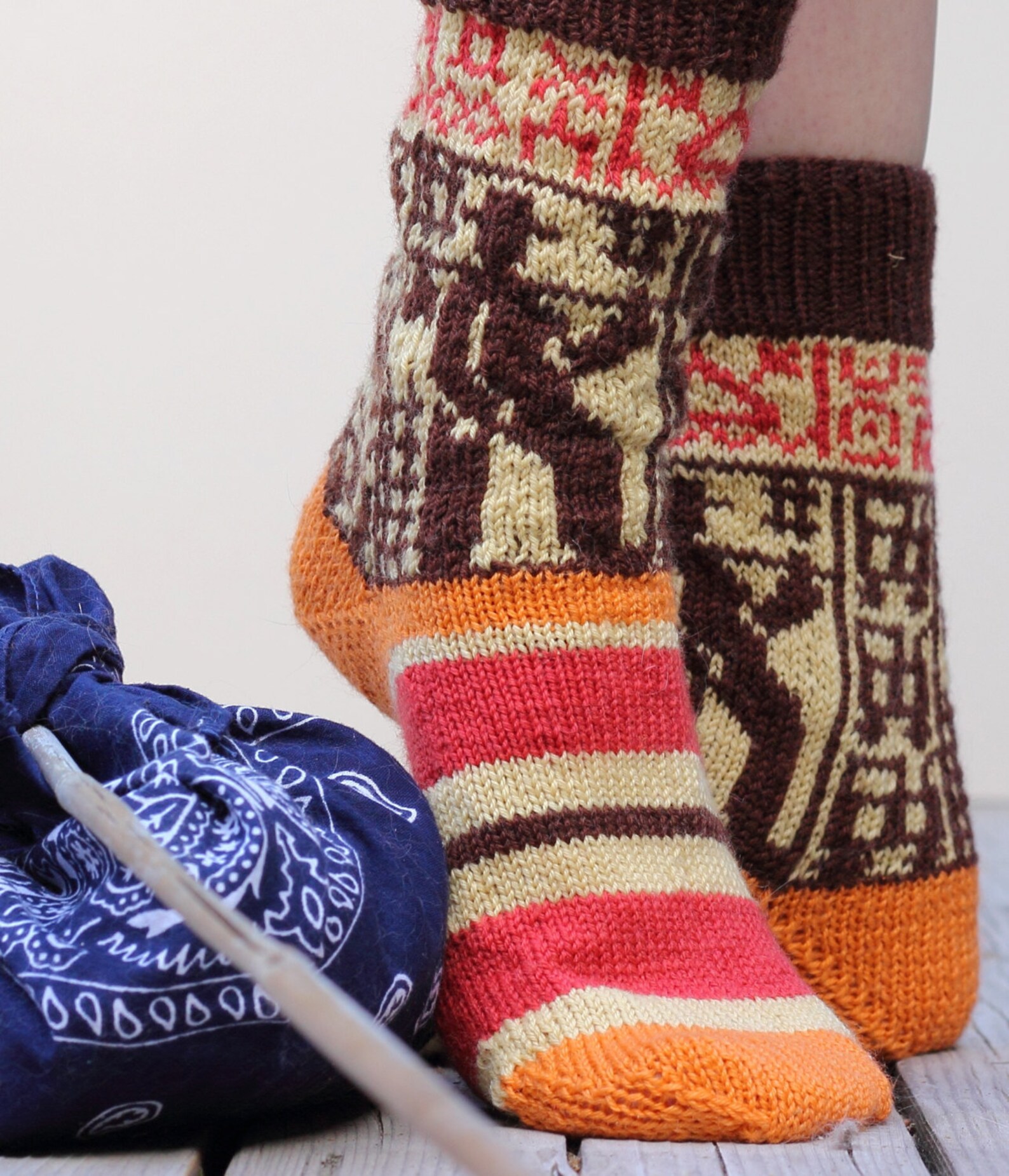 Knitting Pattern Boxcar Charlie Socks (cuff Down) Fair Isle Stranded ...