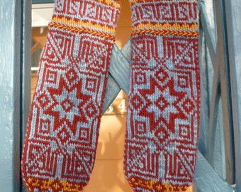 Seljuk Mittens Digital Knitting Pattern PDF-- fair isle stranded colorwork knitting pattern