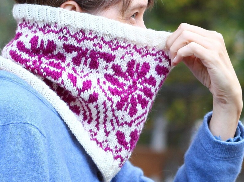 Winter Blumen Cowl Knitting Pattern Fair Isle Stranded Colorwok Knitting Pattern Etsy