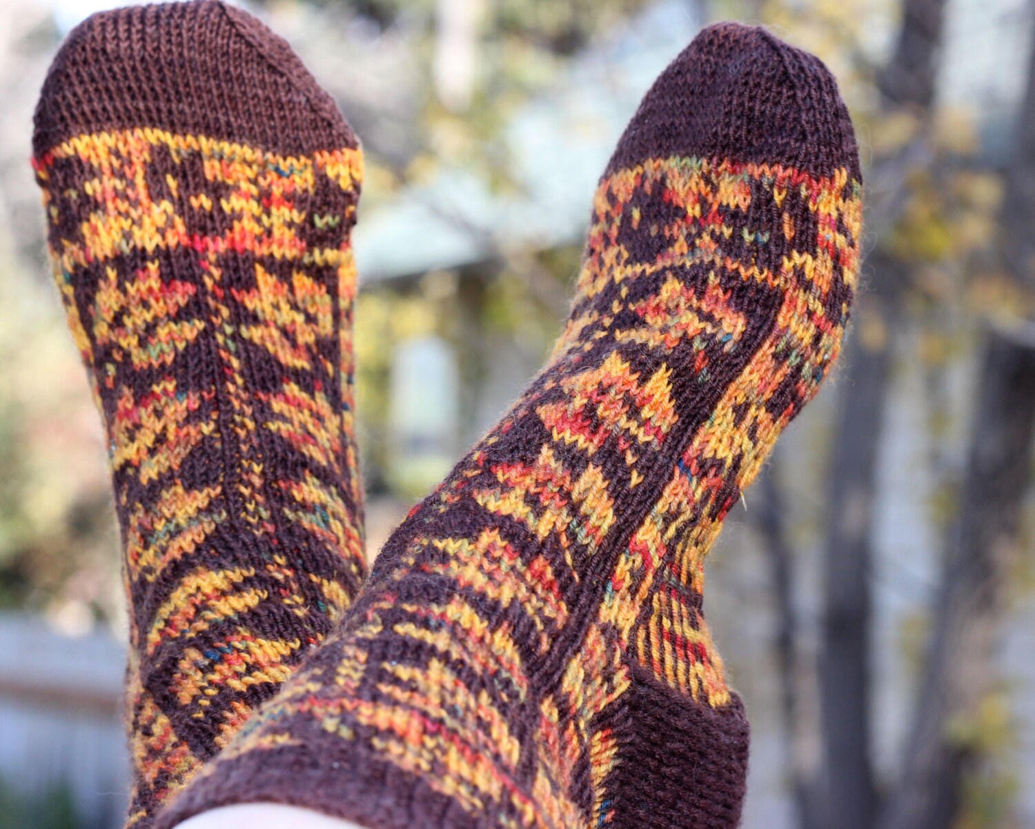 Knitting Pattern: Mabon Leaves Socksfair Isle Stranded - Etsy