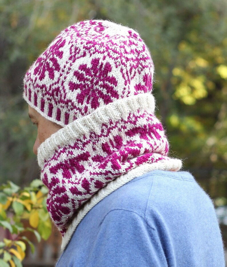 Winter Blumen Cowl Knitting Pattern Fair Isle Stranded Colorwok Knitting Pattern Etsy