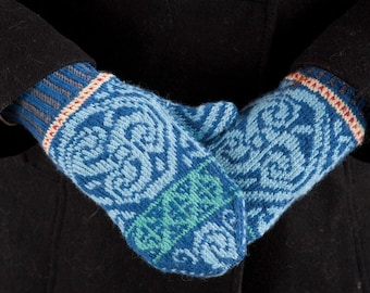 Celtic Medallion Mittens Knitting Pattern – Fair Isle Colorwork (PDF)