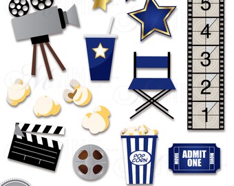 Download Free Vintage Movie Clip Art Digital Clipart Instant Download Etsy PSD Mockup Template