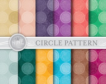 CONTEMPORARY CIRCLES Digital Paper 12" x 12" Distressed Texture Pattern Print, Instant Download, Backgrounds Prints Patterns