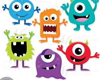 SILLY MONSTERS Clip Art / Monster Clipart Downloads / Monster Party, Monsters Theme, Monsters Scrapbook Clipart, Vector Monsters